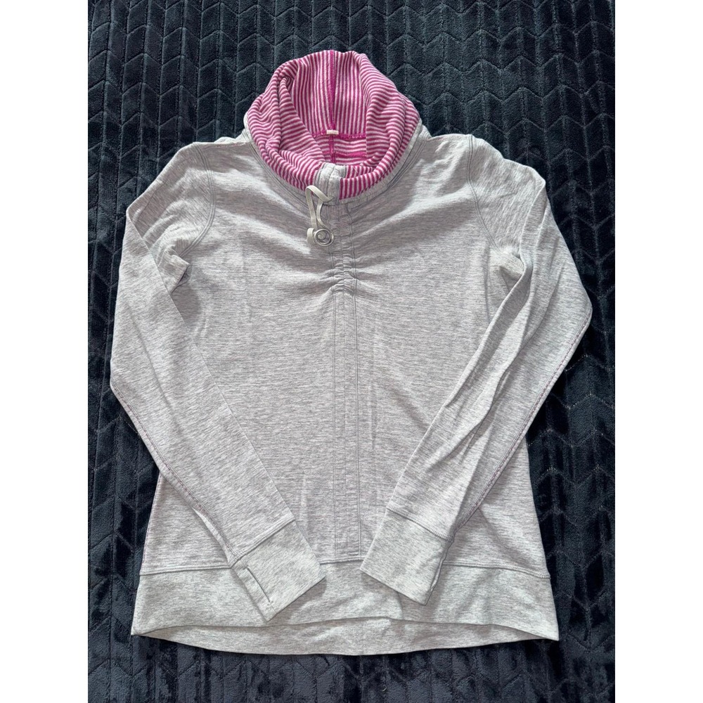 Lululemon‎ In A Cinch Heathered Gray Hoodie Thumbhole Pullover Women's Size 8